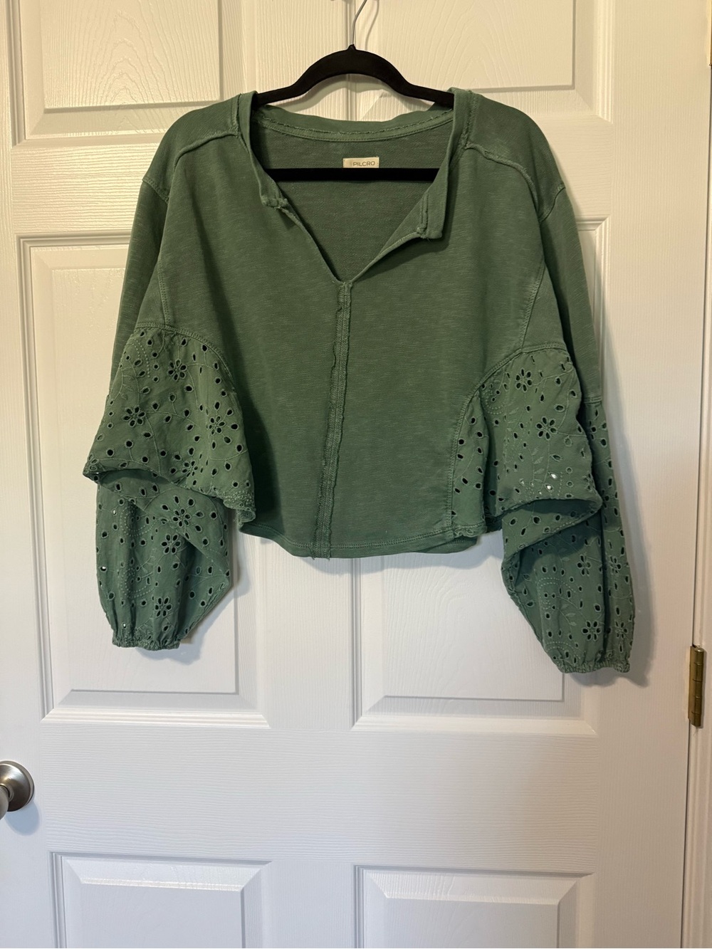 Anthropologie Pilcro Eyelet Batwing Top-S - Picture 2 of 8